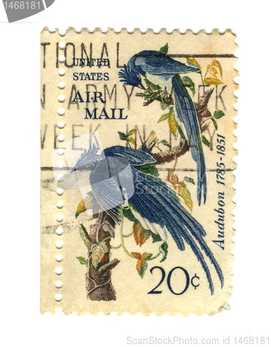 Image of Old postage stamps from USA with two birds 