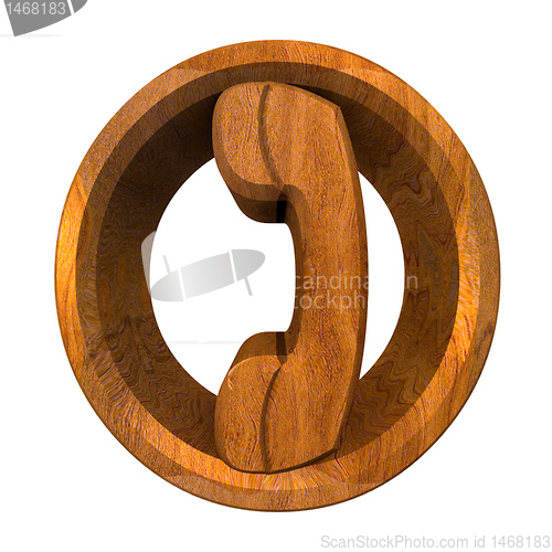 Image of phone symbol in wood - 3D