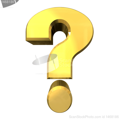 Image of question mark, help symbol in gold (3d) 