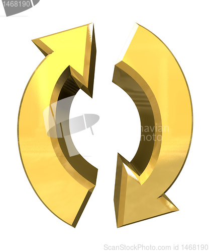 Image of arrows symbol in wood - 3D in gold 