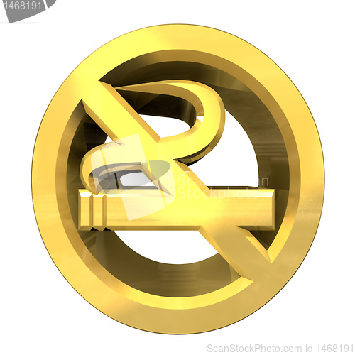 Image of No smoking icon symbol in gold (3D) 