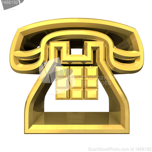 Image of phone symbol in gold - 3D 