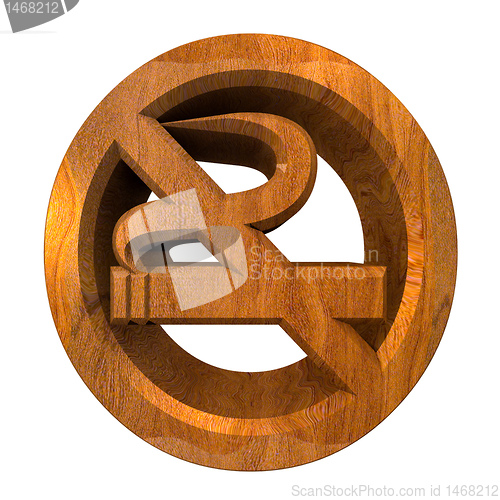 Image of No smoking icon symbol in wood (3D) 