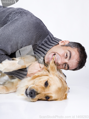 Image of attractive man and his pet