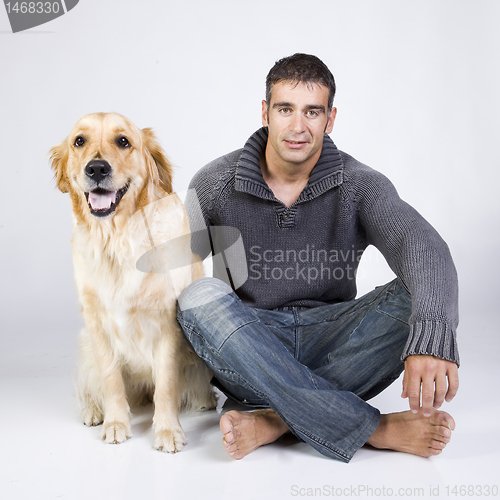 Image of attractive man and his pet