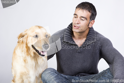 Image of attractive man and his pet