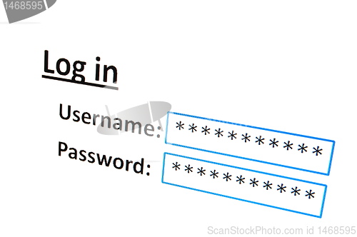 Image of login on a website in the internet