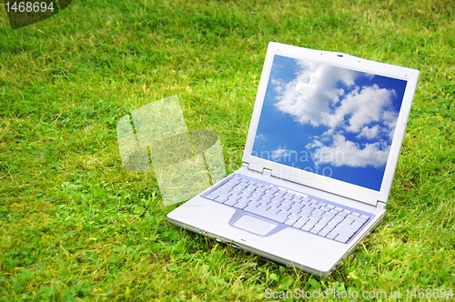 Image of laptop and blue sky