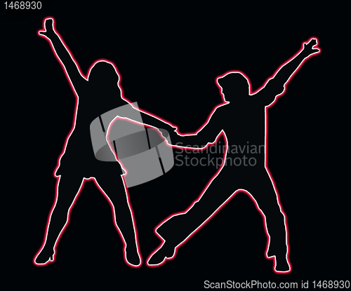 Image of Lets Party Dancing 70s Neon Outline Couple