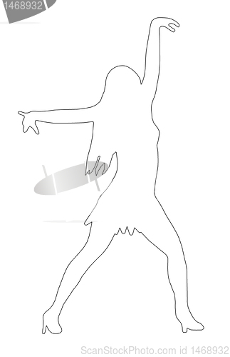 Image of Outline Dancing Girl Spread Arms Pose