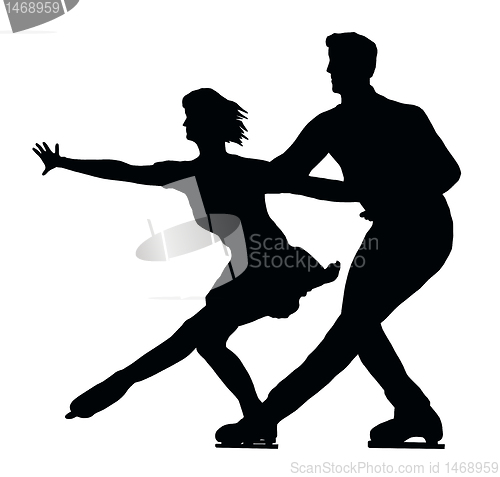 Image of Silhouette Ice Skater Couple Side by Side