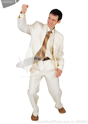 Image of Gleeful businessman isolated on white