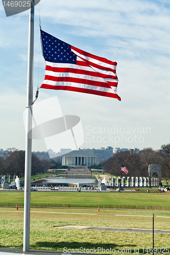 Image of World War Two Lincoln Memorials Flag Mall DC