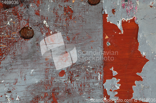 Image of XXXL Full Frame Red Paint Peeling off Wood Board