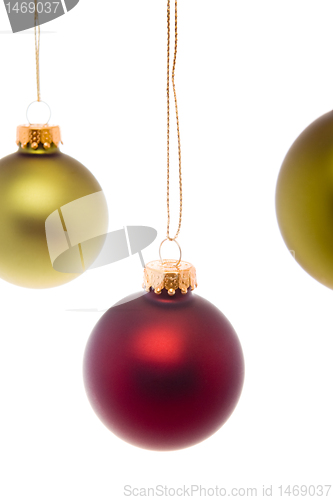 Image of Green Red Christmas Ball Isolated White Background