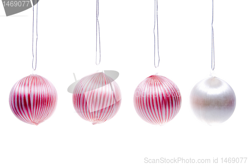 Image of Vintage Christmas Balls Striped Hanging Isolated