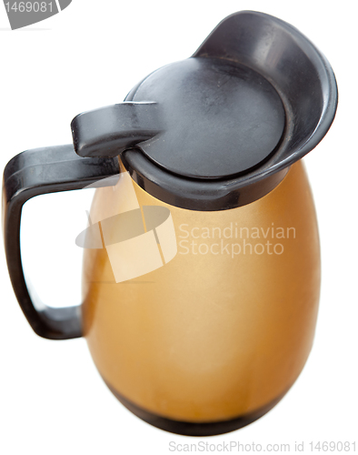 Image of Vintage Gold Black Plastic Coffee Pot Isolated White Background