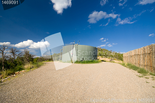 Image of Water Tank Hill Blue Sky New Mexico United States