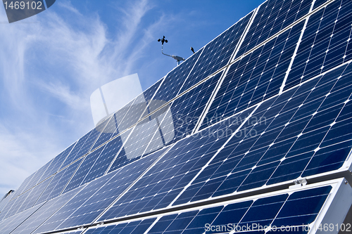 Image of Rows Photovoltaic Solar Panels Distance Blue Sky