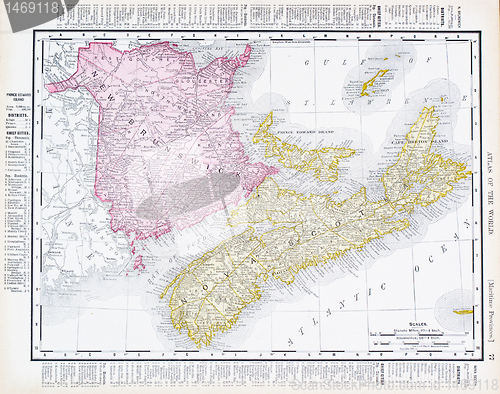 Image of Antique Map Canadian Maritime Provinces, Canada