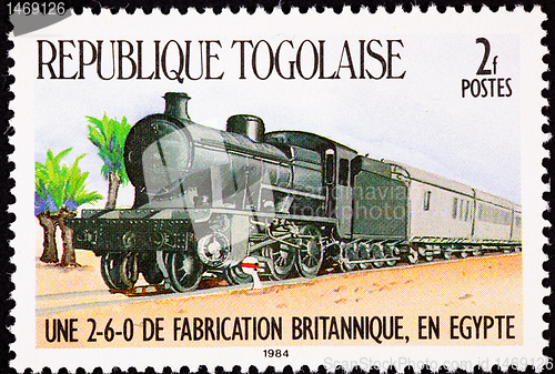 Image of Canceled Togo Postage Stamp Railroad Steam Locomotive Train Cars