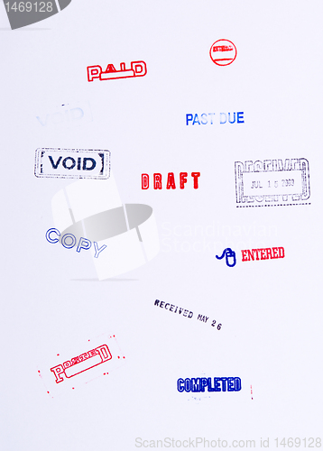 Image of Rubber Stamps Void Copy Paid Draft Completed Due