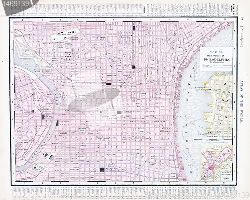 Image of City Street Map of Philadelphia, Pennsylvania, USA