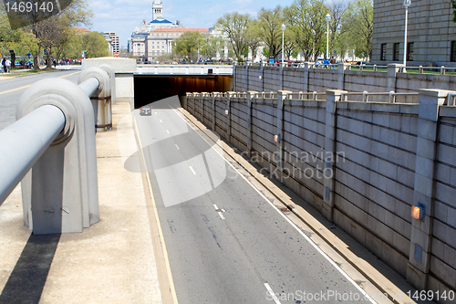 Image of Sunken Road Passing Under City Street, Washington, DC, USA