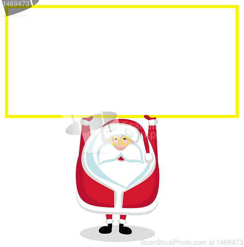 Image of Cartoon Santas holding blank signs. Vector illustration  