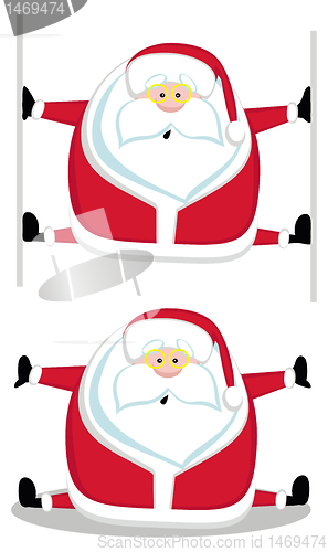 Image of Cartoon Santa making splits. Vector illustration  