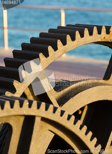 Image of Large gears of a marine engine boat