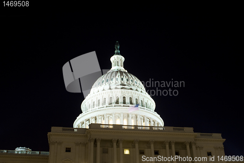 Image of US Capitol Building Dome Night Washington DC USA