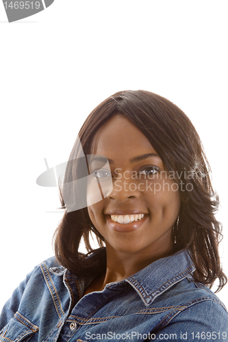 Image of Smiling Black African American Woman Isolated