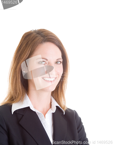 Image of Head Shot Smiling Happy Caucasian Business Woman White Backgroun