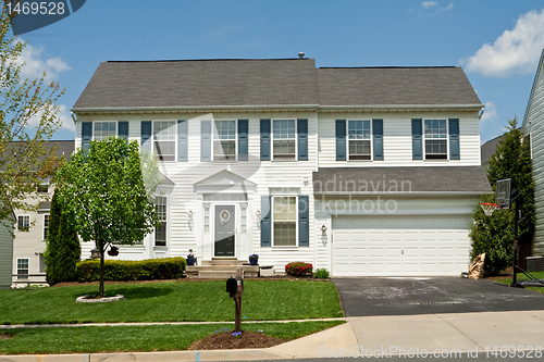Image of Front Vinyl Siding Single Family House Home Suburban Maryland, U
