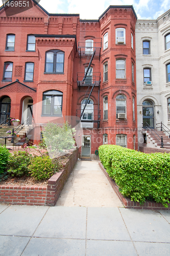 Image of Italianate Style Row Homes Houses Washington DC Wide Angle