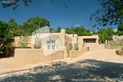 Image of Exterior of a Modern Adobe Santa Fe, New Mexico Home