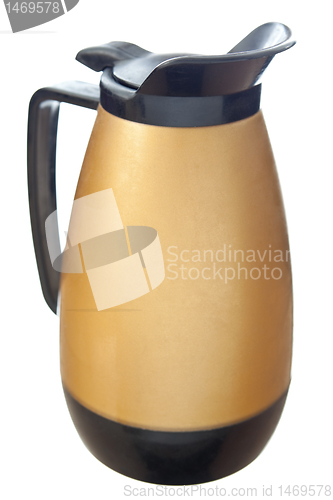 Image of Vintage Gold Black Plastic Coffee Pot Isolated White Background