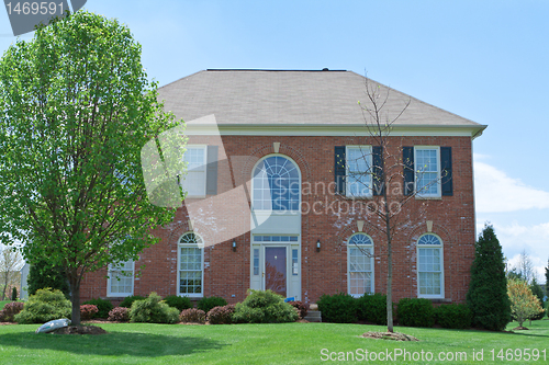Image of Front View Brick Single Family Home Suburban MD US