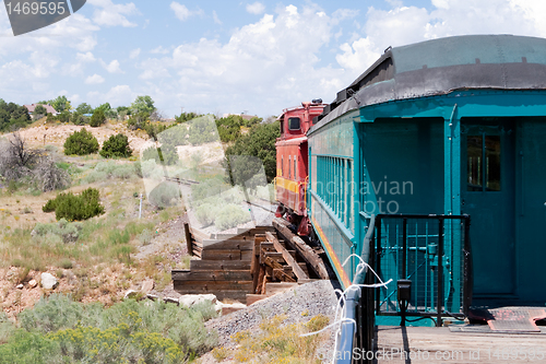 Image of Vintage Rail Car Caboose South of Santa Fe, New Mexico