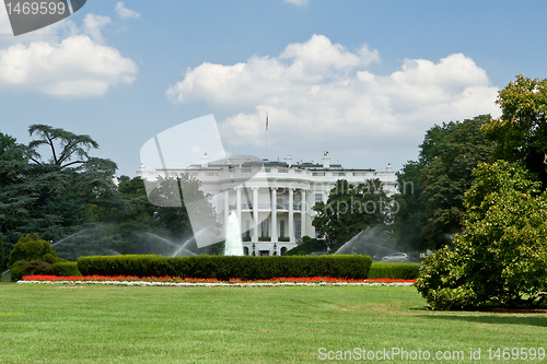 Image of White House South Lawn with Fountain Washington DC