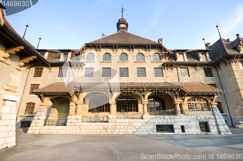 Image of Old Gothic Style School, Geneva, Switzerland,  Wide Angle Lens