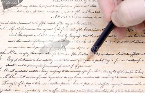 Image of Editing First Amendment Pencil US Constitution