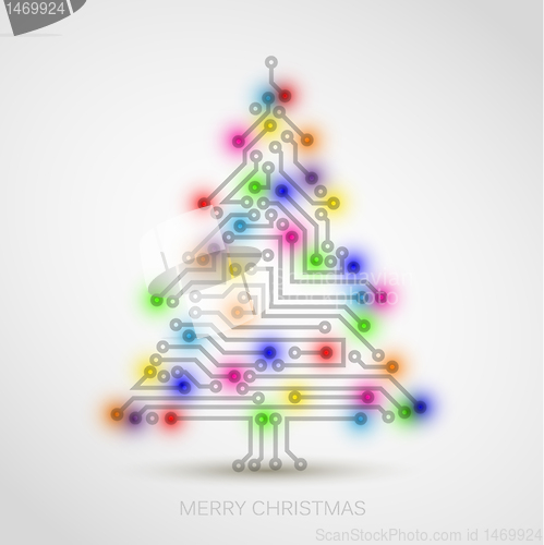 Image of Vector christmas tree from digital electronic circuit 