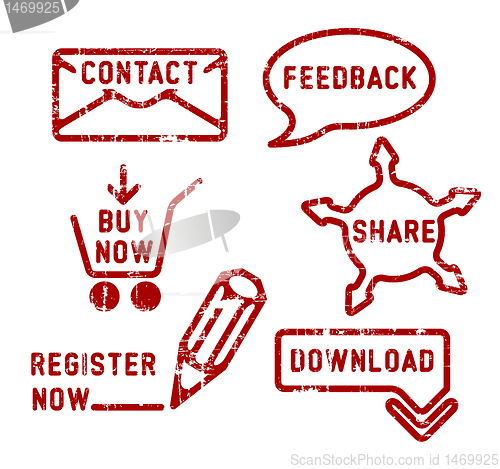 Image of Simple vector contact, feedback, share, buy, download, register stamps