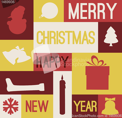 Image of Vector Retro christmas card with various seasonal shapes