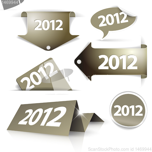 Image of Vector golden 2012 Labels, stickers, pointers