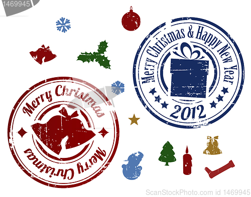 Image of colorful Christmas Vector stamps