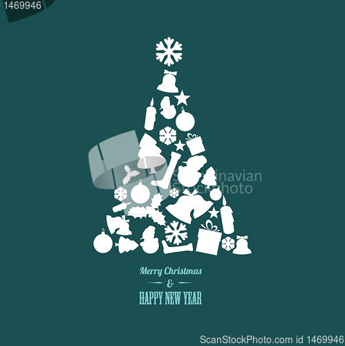 Image of Vector christmas tree made from various shapes