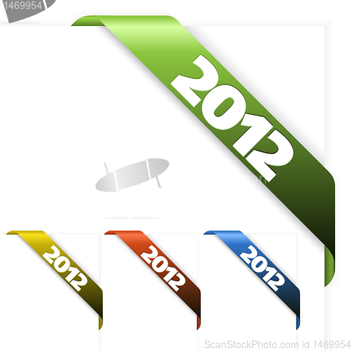 Image of Fresh corner ribbon on a white paper with 2012